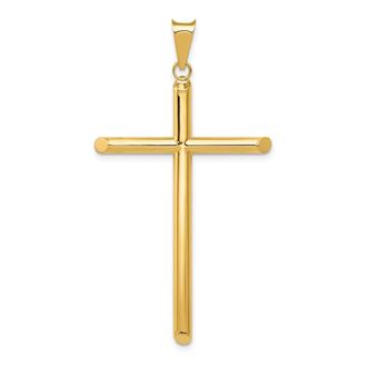 Diamond2Deal 14k Yellow Gold Polished Tube Cross Pendant