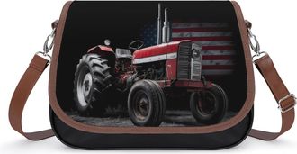 Generic Farm Tractor U.S. Flag Fashion Womens Crossbody Bags Novelty Handbag Shoulder Bag Purse