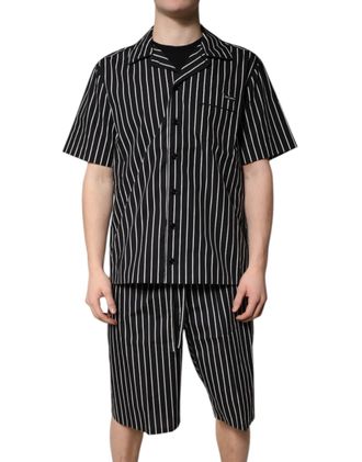 Dolce & Gabbana Black White Stripes Cotton Men Pajama Set Mens Sleepwear