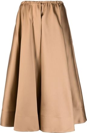 Valentino Garavani pleated mid-length skirt - women - Polyester/Silk/Silk - 42 - Neutrals
