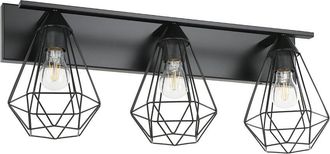 Eglo Eglo Tarbes 3 Light Bath/Vanity Light With Matte Black Finish & Open Frame Geometric Shades