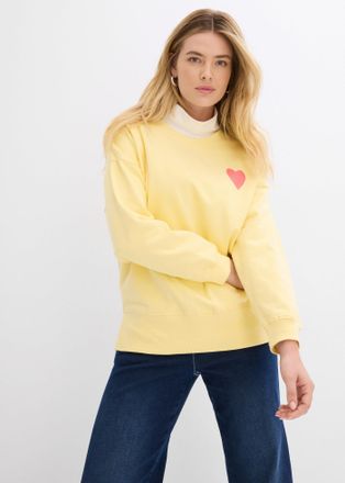 Bonprix Sweatshirt BONPRIX, Damen, Gr. 56/58 (XXXL), hellgelb, helllachs, Sweatware, Obermaterial: 100% Baumwolle. B&uuml;ndchen: 95% Baumwolle, 5% Elasthan, overs