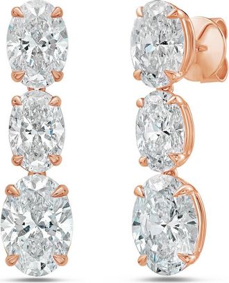 Diana M. Jewels 14kt 13.30cts Lab Grown Oval Drop Diamond Earrings