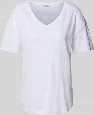 Maerz MAERZ Muenchen T-Shirt aus Leinen mit V-Ausschnitt in Weiss, Gr&ouml;&szlig;e 36