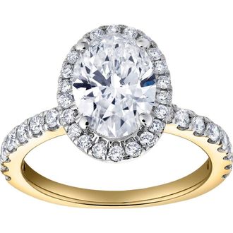 LuvMyJewelry Laurentia 14K Yellow Gold Oval Lab Grown Diamond Halo Engagement Ring - 1.95 Ct at Nordstrom, Size 6.5