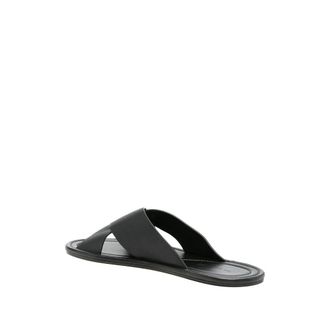 The Row Mens Leather Sandals With Crossover Straps Black Calf