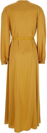 Forte_Forte Forte_Forte Yellow Dress With V Neck And Tassel Details In Silk Woman