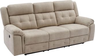 Vente-Unique Sof&aacute; 3 plazas relax el&eacute;ctrico de microfibra beige ORTIANO
