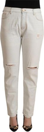 Pinko Witte Distressed Skinny Denim Jeans - Dames - Slim Fit Broeken - Wit - W28 - Denim - Broeken