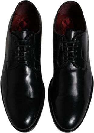 Dolce & Gabbana Mens Black Calfskin Leather Derby Lace Up Formal Dress Shoes Calf