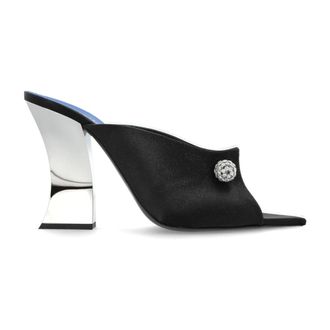 Lanvin Heeled Mules, female, Black, Size: 11 US Satin Heeled Mules
