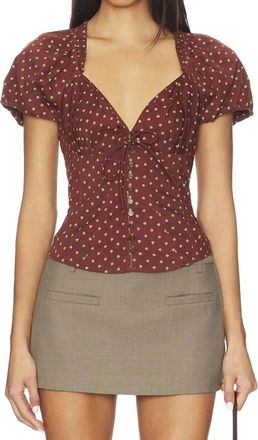 Free People Summer Printed Blouse In Chocolate Combo