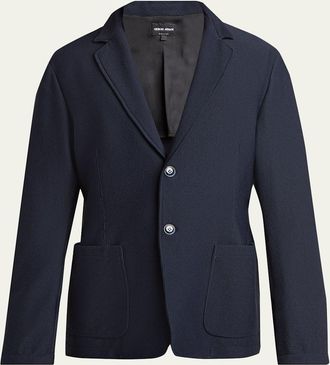 Giorgio Armani Mens Seersucker Patch-Pocket Blazer