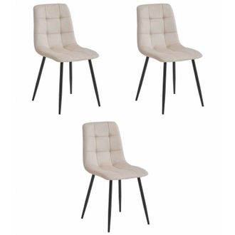 OEM Silla Kara - Terciopelo Beige / Patas Negras X 3