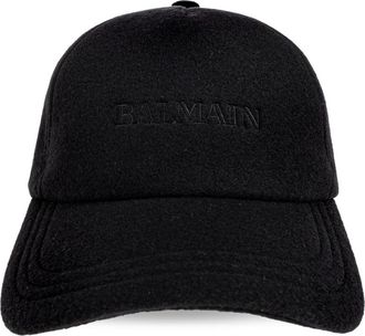 Balmain Wool Baseball Cap - Heren - Petten - Zwart - ONE Size - Katoen - Accessoires