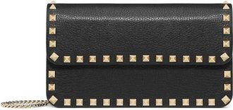 Valentino Garavani Rockstud Chain Pouch In Garnet Calfskin