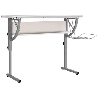 Berkfield Home Craft Desk White&Grey 110x53x(58-87) cm Engineered Wood&Steel in White
