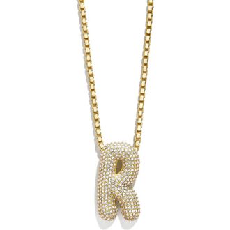 BaubleBar Bubble Initial Pendant Necklace in Clear R at Nordstrom Rack