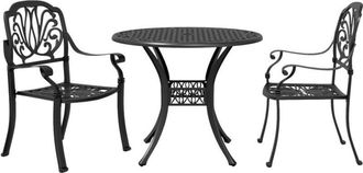 vidaXL 3 Piece Bistro Set Black Cast Aluminium vidaXL