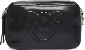 Pinko Zwarte leren schoudertas - Dames - Schoudertassen - Zwart - ONE Size - Leer - Tassen