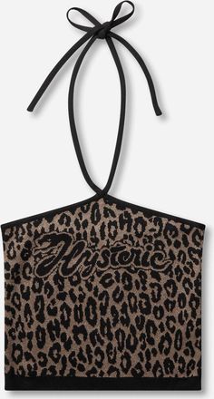 Hysteric Glamour Women s Snake Logo Jacquard Halter Neck Top Brown