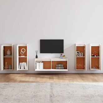 Berkfield Home TV Cabinets 5 pcs White Solid Wood Pine