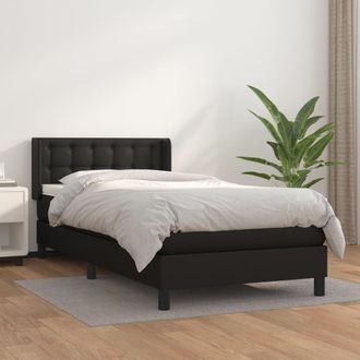 vidaXL Cama Box Spring Con Colch&oacute;n Cuero Sint&eacute;tico Negro 90x190 Cm Vidaxl