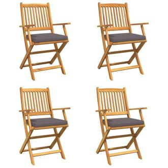 vidaXL Vidaxl - Silla Plegable Con Coj&iacute;n Plegable 4 Pcs Gris 49 X 57.5 X 92cm