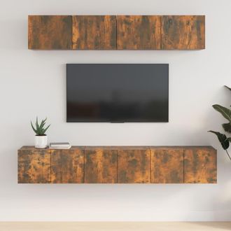 vidaXL Vidaxl - Set De Muebles De Tv 5 Pzas Madera Contrachapada Roble Ahumado