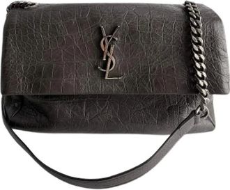 Saint Laurent Pre-owned Shoulder Bags, female, Gray, Size: ONE SIZE Pre-owned Leather Shoulder Bag