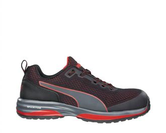 Puma Mens Speed Low Athletic Composite Safety Toe Work Shoe In Black/red