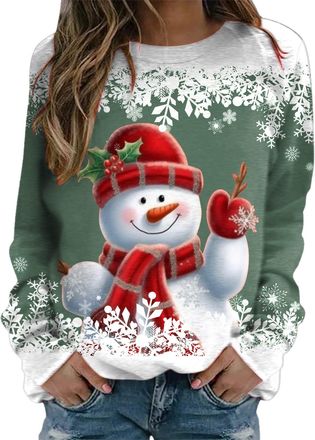 Generic Christmas Jumpers for Women,Ladies Christmas Jumpers UK,Women Xmas Jumper Funny Snowman Print Graphic Sweatshirts Cute Long Sleeve Novelty Hoodies Xma