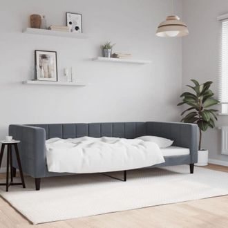 vidaXL Sof&aacute; Cama Sin Colch&oacute;n Terciopelo Gris Oscuro 100x200 Cm Vidaxl