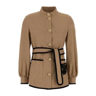 Valentino Garavani Blazers, female, Beige, Size: XS Viscose Blend Blazer