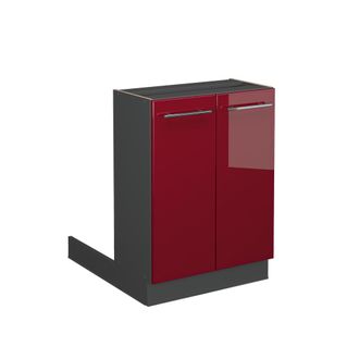 Vicco Isla De Cocina Fame-line, Rojo Burdeos Alto Brillo, 60 Cm Sin Encimera