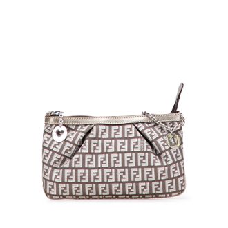 Fendi Pre-owned Womens Logo Pattern Charm Pochette - Rose Gold Textile - One Size