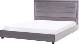 Beliani Cama matrimonial de tejido gris 180x200