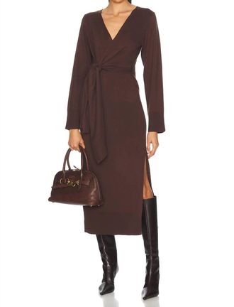 SIMKHAI Skyla Wrap Dress In Chocolate