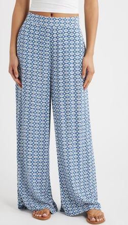 Rip Curl Print Wide Leg Pants in Vintage Navy at Nordstrom, Size Xx-Small