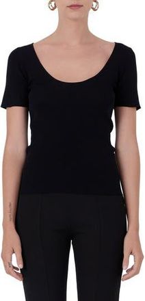 endless rose Short Sleeve Ribbed Sweater in Black at Nordstrom Rack, Size X-Small