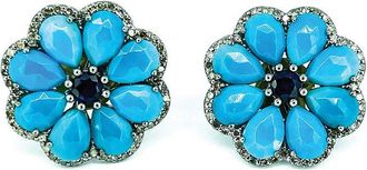 Arthur Marder Fine Jewelry Silver 0.85 Ct. Tw. Diamond & Gemstone Flower Earrings