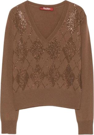 Max Mara V-neck Truien - Dames - V-hals truien - Bruin - L - Truien & Vesten