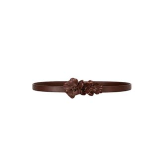Twinset Belts, unisex, Brown, Size: S High Waist Belt with 3D Floral Appliqu&eacute;