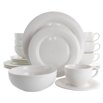 Elama Pallene 20 Piece Porcelain Dinnerware Set in White
