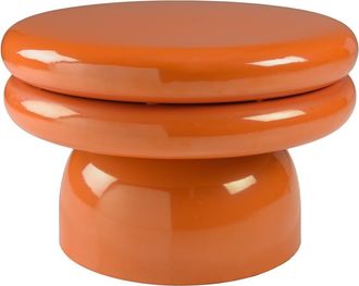 Macabane Mesa auxiliar de dise&ntilde;o en hierro de color naranja fluorescente