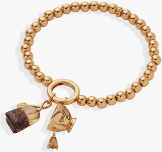 Alex and Ani Spill the Tea Cup & Tea Bag Stretch Bracelet in Gold at Nordstrom