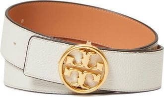 Tory Burch Reversible Logo Belt in New Ivory/vachetta/gold at Nordstrom, Size Large