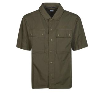 C.P. Company Short Sleeve Shirts, male, Green, Size: S Giacca Camicia Manica Corta