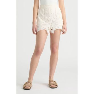 NVLT Mixed Media Lace Shorts in Vanilla at Nordstrom Rack, Size X-Small