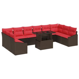 vidaXL Set Di Divani 11 Pz 10-numero Di Posti Marrone E Rosso Vidaxl